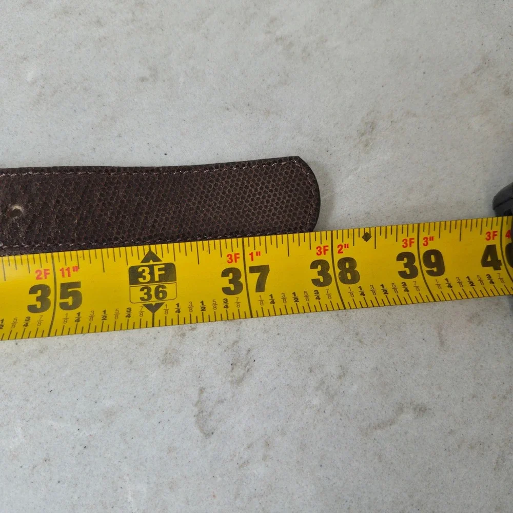 Leatherock Belt Rhinestone Lizard Embossed Large Brown Women